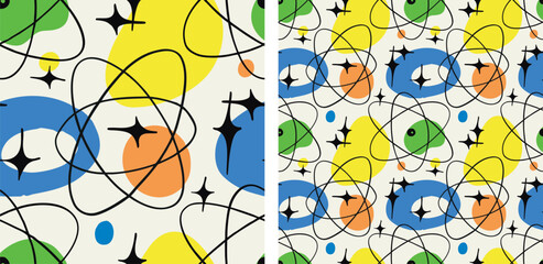 Atomic Age Seamless Pattern - Retro Mid Century Modern Abstract Design
