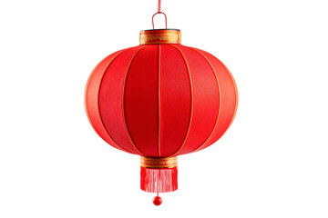 Obraz premium classic red paper lantern design with gold trim isolated on white background