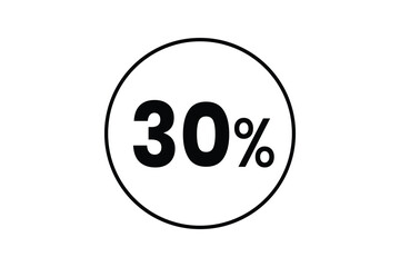 Thirty Percent Off Sign in in White Circle Shape on Transparent Background