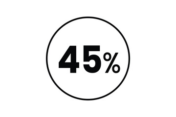 Forty Five Percent Sign in Circle on Transparent Background