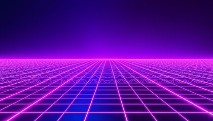 Retro Neon Cyber Grid Backgrounds – Futuristic Sci-Fi and Cyberpunk Style