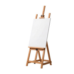 Side Angle View of Wooden Easel with Blank Canvas