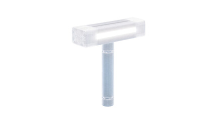 Transparent wireframe hammer digital tool isolated on transparency background modern design minimalistic conceptual creative futuristic technology innovation