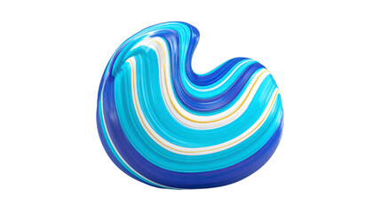 Abstract blue swirl fluid shape modern art glossy texture dynamic movement creative design vibrant color isolated on white digital illustration energetic style