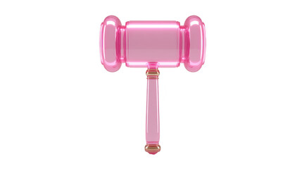 Pink glass gavel transparent isolated on transparency background modern design legal concept justice law elegant creative unique minimal style