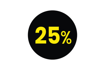 Yellow Twenty Five Percent Symbol in Black Circle on transparent background