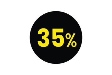 Yellow Thirty Five Percent Symbol Inside Black Circle on Transparent Background