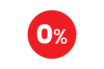 Zero Percent Discount Icon in Red Circle on Transparent Background