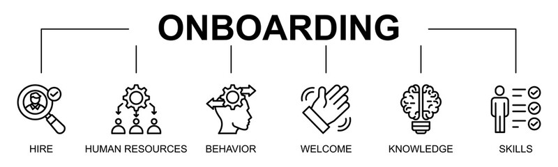 Onboarding banner web icon vector illustration concept with icon of onboarding, hire, human resources, behavior, welcome
