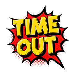 Comic book style time out text on