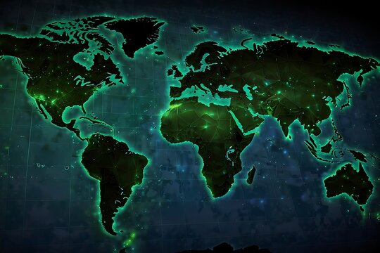 world map with binary code