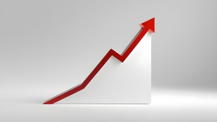 Red Line Graph Rising on White Minimalist Background