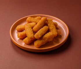 Mozzarella cheese sticks, crispy nutritious fast food. Cheese sticks as food background
