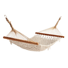Obraz premium A white hammock with a wooden frame