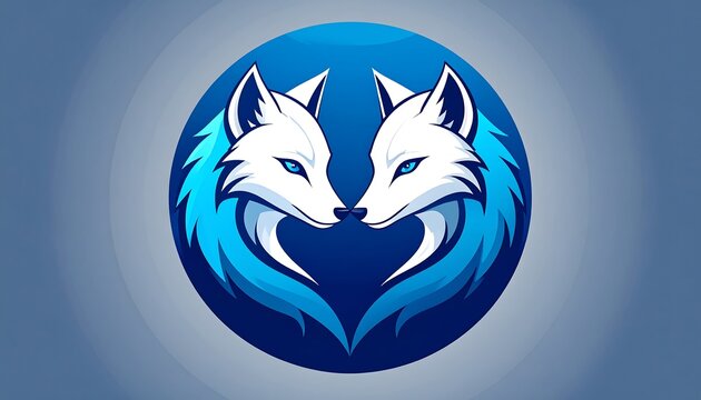 Two white foxes in a circle, facing each other.  Cool design