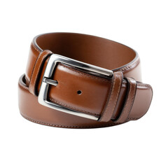 A brown belt with a silver buckle