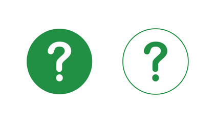 Two Green Question Mark Icons Solid and Outline on Transparent Background