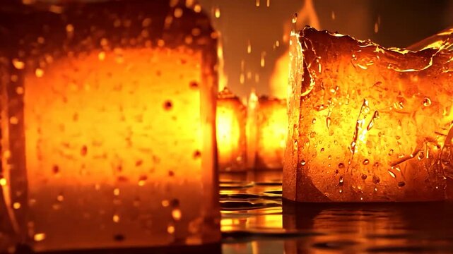 Molten Ice Cubes in Fire