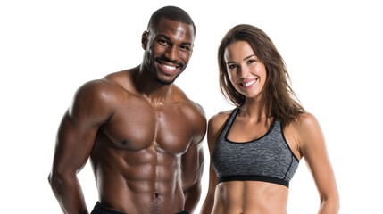 Fit Athletic Couple Posing Together in Sportswear for Fitness and Healthy Lifestyle
