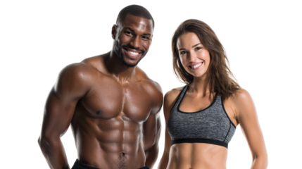 Fit Athletic Couple Posing Together in Sportswear for Fitness and Healthy Lifestyle
