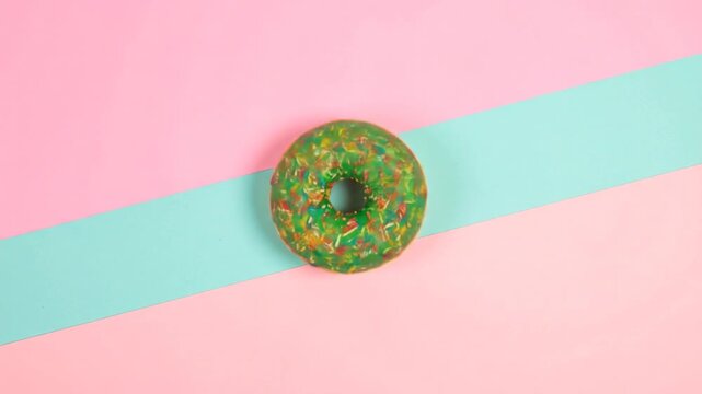 Vibrant donut on a pastel background