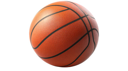 Fototapeta premium Realistic Orange Basketball with Black Lines on Transparent Background for Athletic Projects