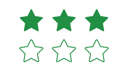Fototapeta premium Green Three stars rating Solid and Outline on transparent background