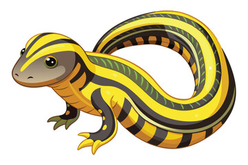 Cartoon Tiger Salamander Curled Up Illustration Detailed Animal Artwork Nature Inspired Imagery for Kids Children's Illustration
