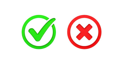 Green checkmark and red cross symbols for approval and rejection status transparent background