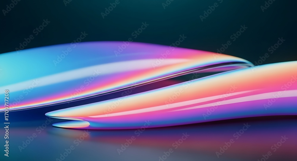 Poster iridescent 3d abstract fluid shape with chromatic colors. futuristic technology and holographic conc