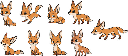 vector illustration of jackal funny cute cartoon mascot character cartoon with 9 poses 02