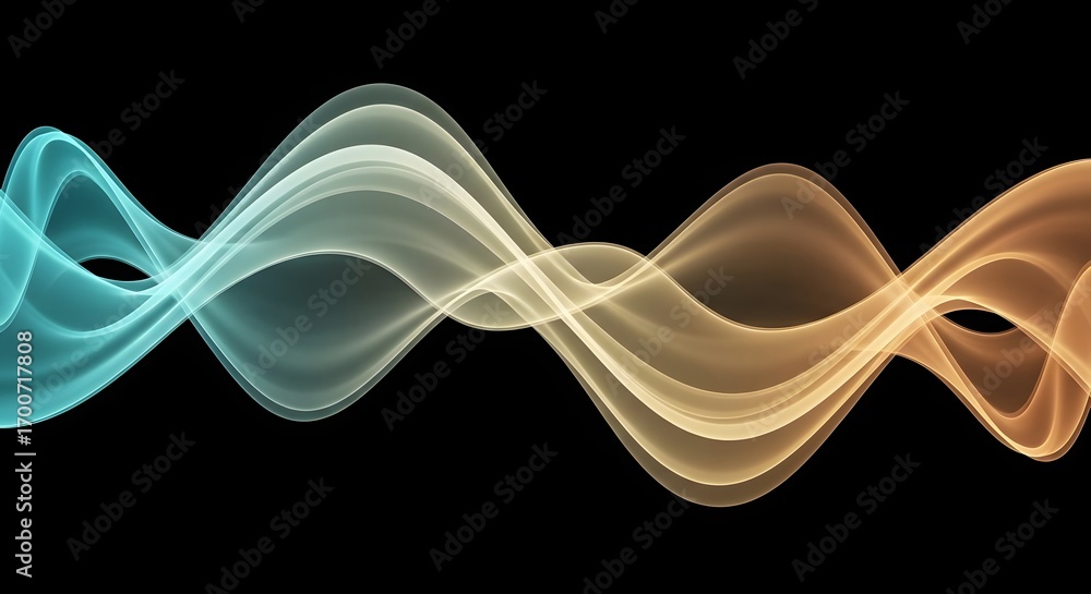 Poster abstract background with transparent flowing waves and color gradients. soundwave and data visualiza