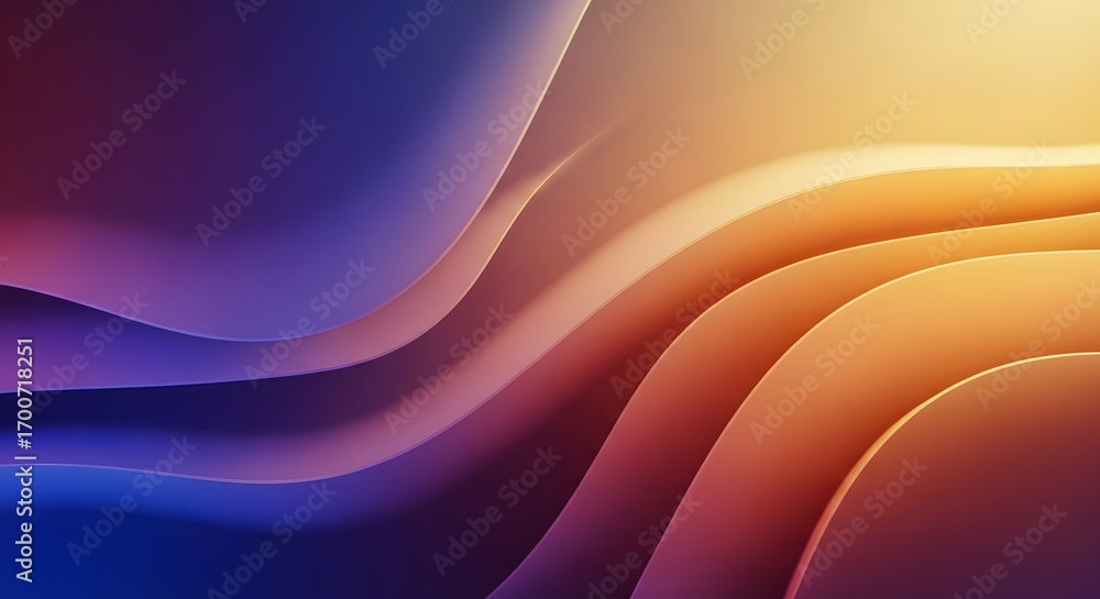 Poster abstract background of layered wavy shapes with a warm and cool gradient. paper art and depth percep