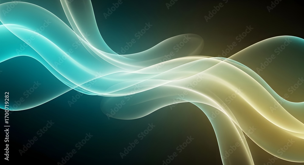 Poster luminous abstract background of intertwined translucent waves. digital energy and data flow concepts