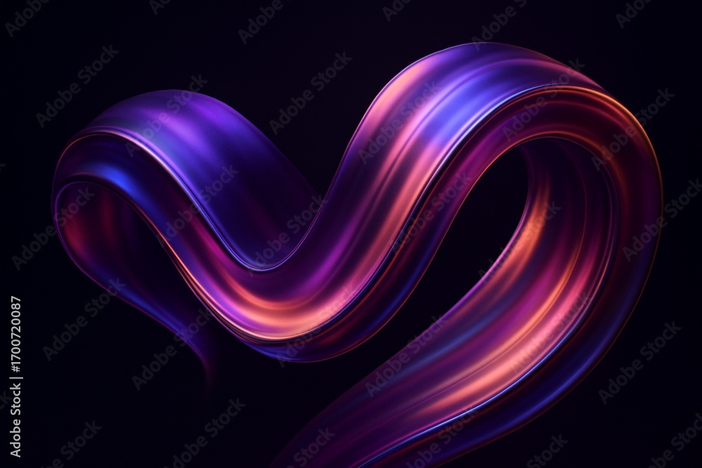 Poster twisted abstract 3d ribbon with a vibrant metallic finish. modern art and fluid motion concepts. a s