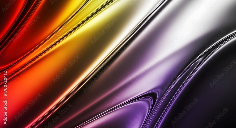 Poster abstract liquid metal surface with a vibrant color gradient. luxury and futuristic technology concep