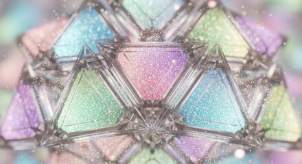 Sparkling Geometric Crystal Structures with Pastel Shimmers
