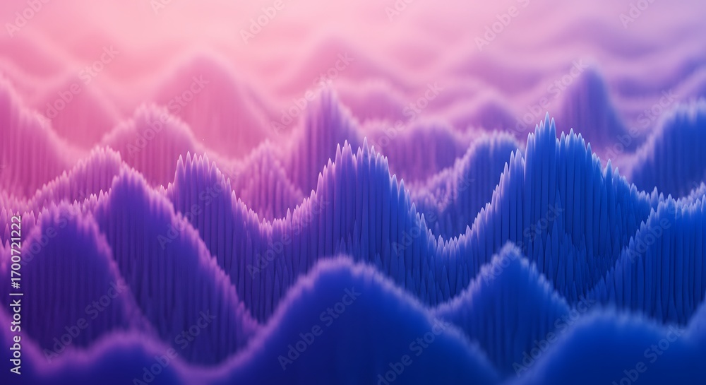 Poster abstract digital landscape of flowing 3d pixels. big data visualization and sound analysis concepts.