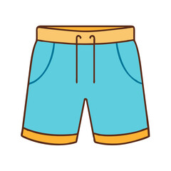 Illustration of blue shorts with drawstring and pockets summer apparel casual wear fashion