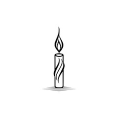 Obraz premium Illustration of a black and white candle with a flame and a wavy design on the side on a white background