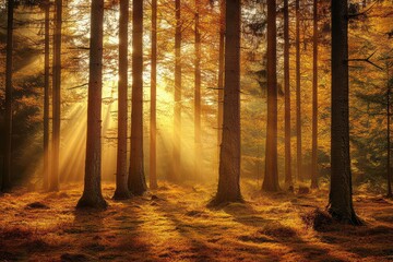 Obraz premium Forest with trees in the foreground and background