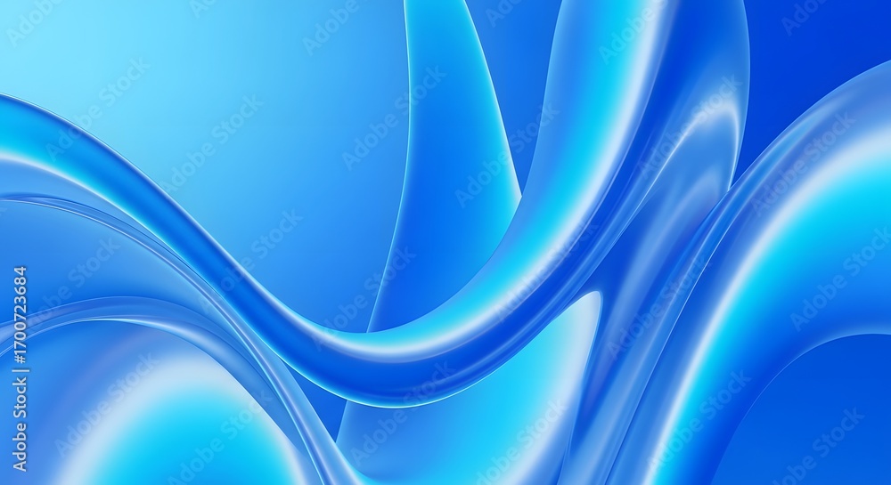Poster abstract background of flowing, glossy, blue liquid glass. clean technology and water dynamics conce