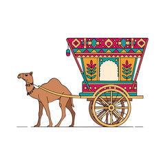 Rajasthan camel cart with colorful canopy
