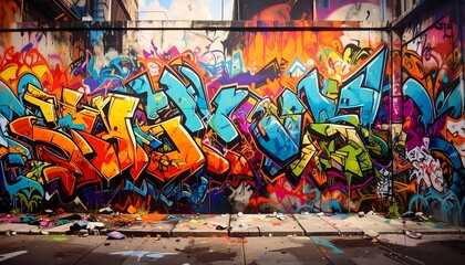 Naklejka premium Vibrant graffiti mural
