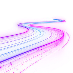 Bright flowing waves twist across a modern night road with glowing trails.