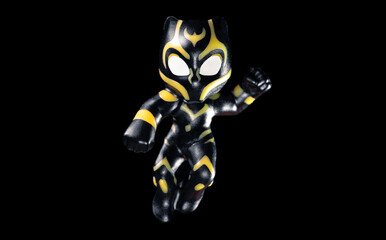 Naklejka premium Kinder Surprise Marvel Black Panther on the black background
