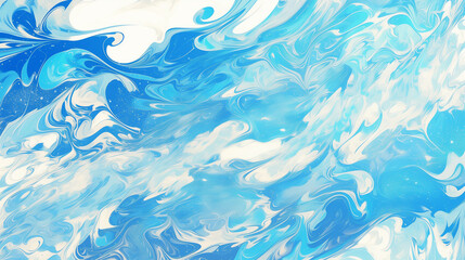 水が流れるような、青と白の大理石（マーブル）模様の背景