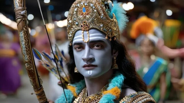Divine Rama: revered name, Ramachandra spirit, warrior victory, Ayodhya ruler, faithful husband, dharma example, Bhakta-vatsala protector, sacred festivals, victorious Ravana conqueror.