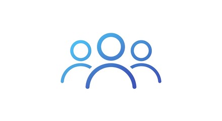 Stylized icon of three people isolated on white background