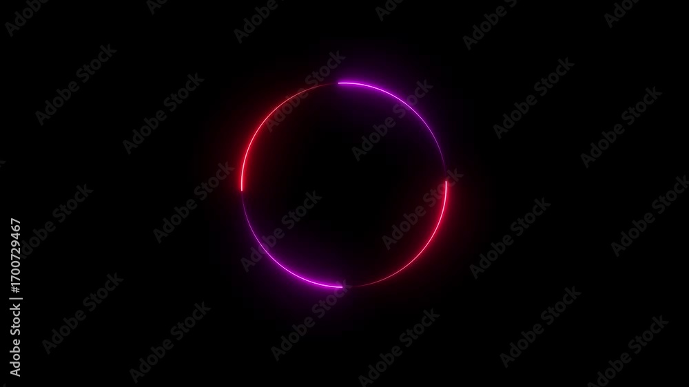 Poster abstract beautiful colorful neon circle frame loading animation icon on black background. circle ani